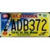 Placa Auto Americana de Alabama. First to the Moon and Beyond