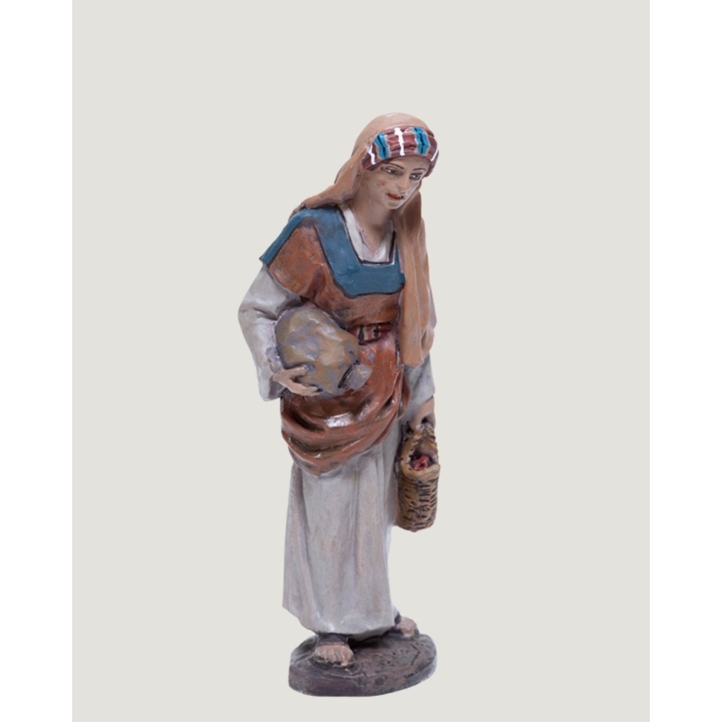 Christmas Nativity Scene, Birth, manger, original Replica J.L.Mayo Shepherdess with basket BEL028