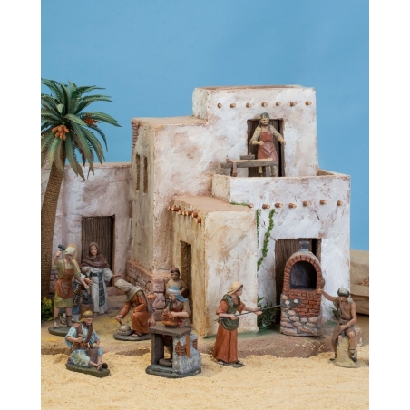 Christmas Nativity Scene, Birth, manger, original Replica J.L.Mayo Craftsmen 7 figures + oven BEL957