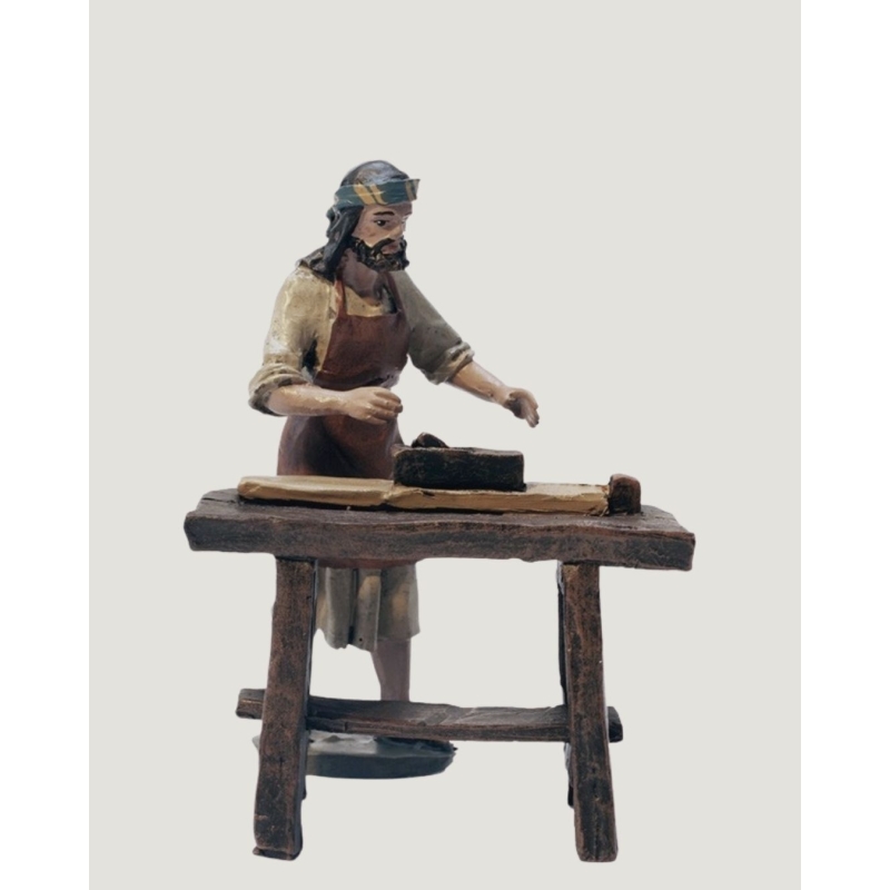 Christmas Nativity Scene, Birth, manger, original Replica J.L.Mayo Carpenter with work bench BEL083