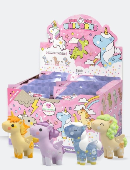 Dundun Unicorns - Expositor 12 Unidades - unicornios fantasía - muñecos - coleccionable - sobre sorpresa