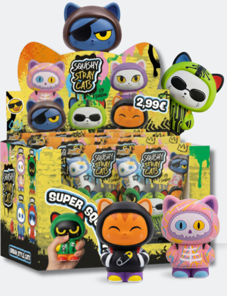 Squishy Stray Cats - Colección completa de 8 gatos squishies