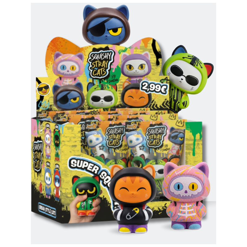 Squishy Stray Cats - Colección completa de 8 gatos squishies