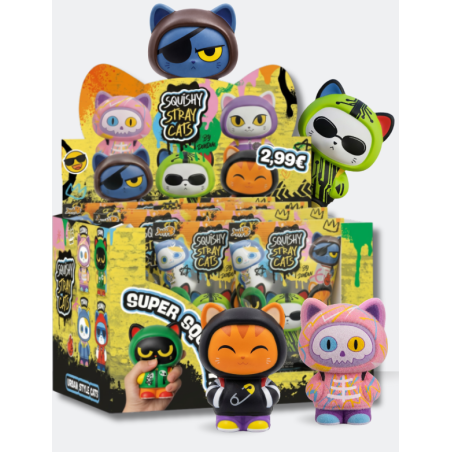 Squishy Stray Cats - Colección completa de 8 gatos squishies