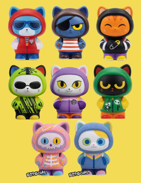 Squishy Stray Cats - Colección completa de 8 gatos squishies