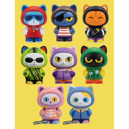 Squishy Stray Cats - Colección completa de 8 gatos squishies